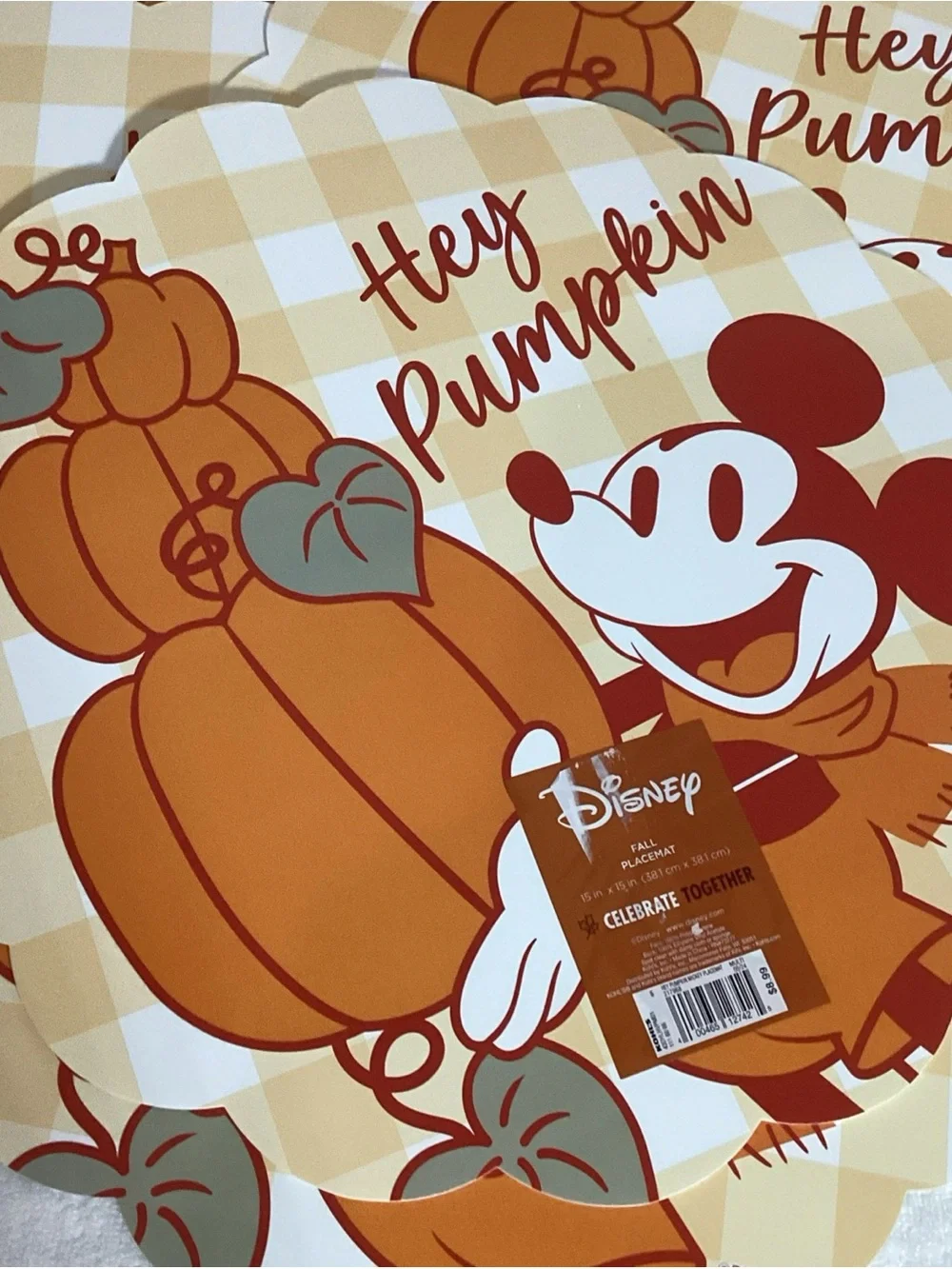 Disney Mickey Mouse Hey Pumpkin Celebrate Together Set of 6 Fall Placemats NEW